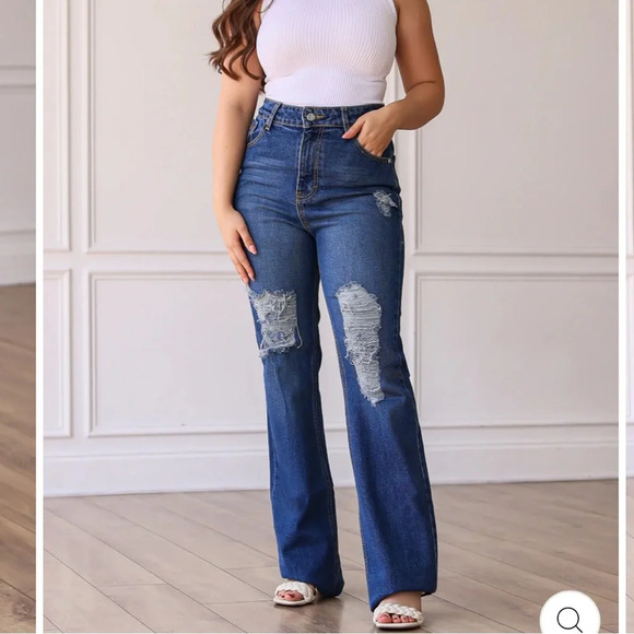 NWT Grace & Emma Mid Rise Chloe Straight Leg Distressed Denim Jeans Size 18 - Picture 3 of 14